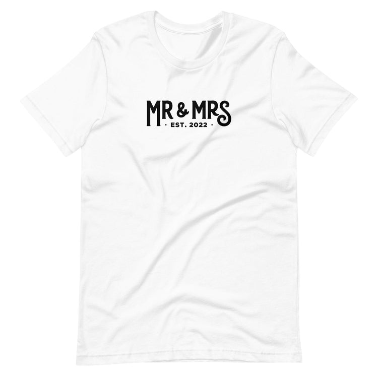 Mr and Mrs Established 2022 Unisex t-shirt - Engagement Gift for Couple by Oaklynn Lane