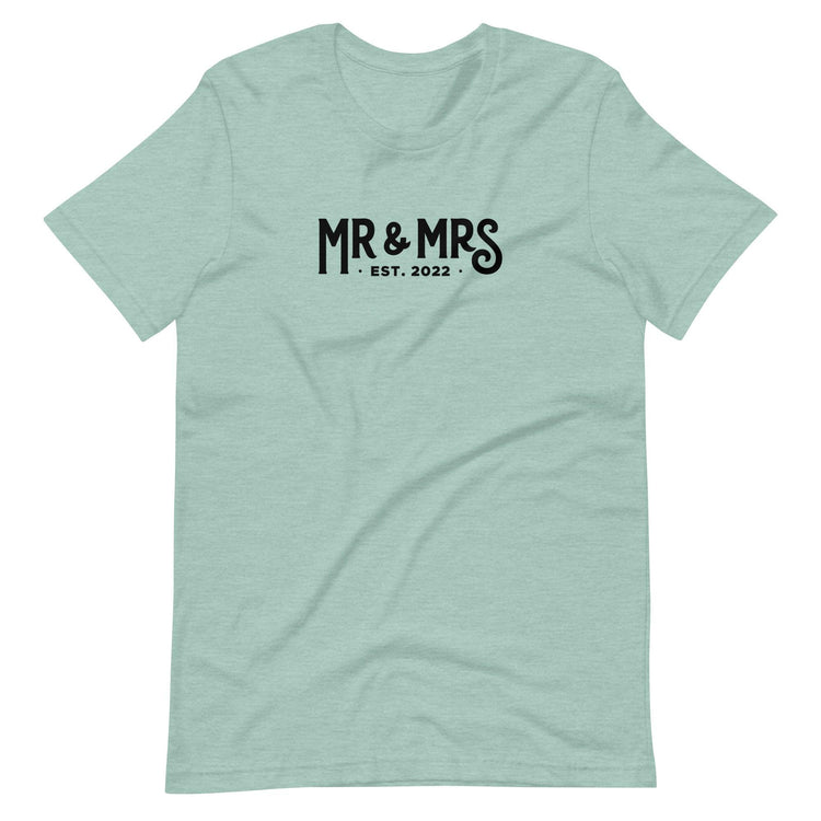 Mr and Mrs Established 2022 Unisex t-shirt - Engagement Gift for Couple by Oaklynn Lane