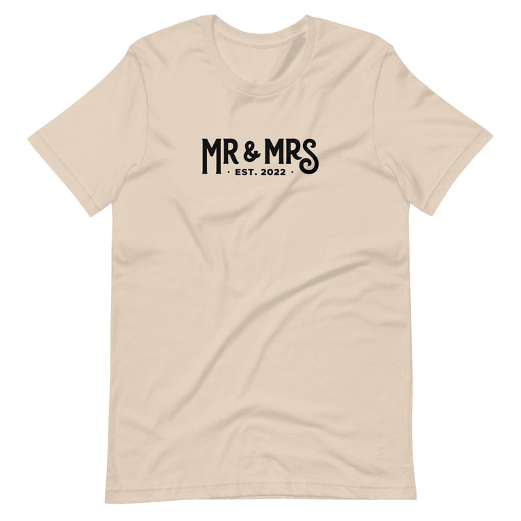 Mr and Mrs Established 2022 Unisex t-shirt - Engagement Gift for Couple by Oaklynn Lane