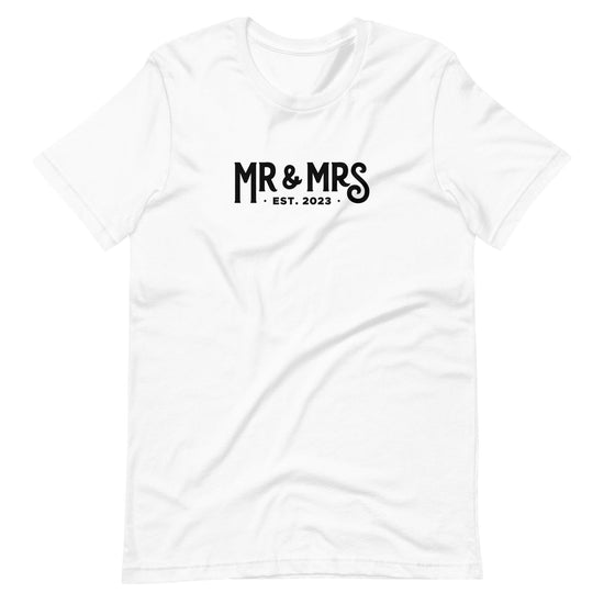 Mr and Mrs Established 2023 Unisex t-shirt - Engagement Gift for Couple by Oaklynn Lane