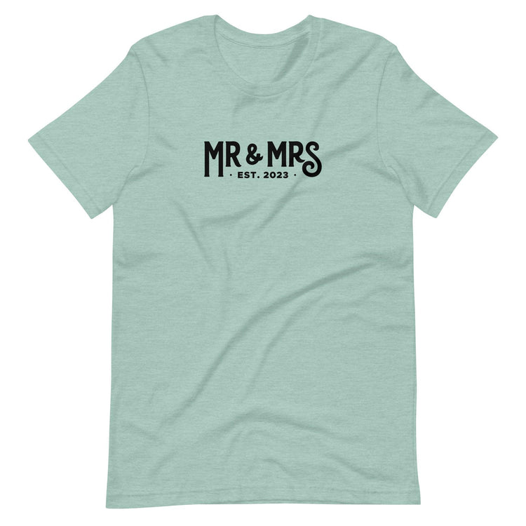 Mr and Mrs Established 2023 Unisex t-shirt - Engagement Gift for Couple by Oaklynn Lane