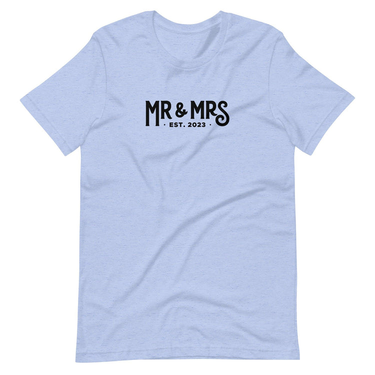 Mr and Mrs Established 2023 Unisex t-shirt - Engagement Gift for Couple by Oaklynn Lane