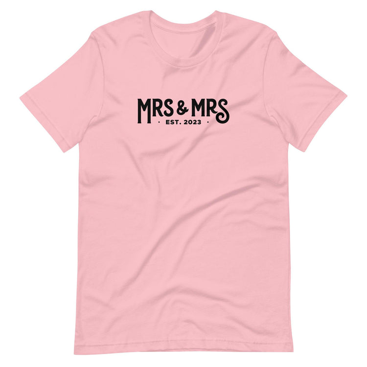 Mrs and Mrs Established 2023 Unisex t-shirt - Engagement Gift for Couples - Anniversary by Oaklynn Lane