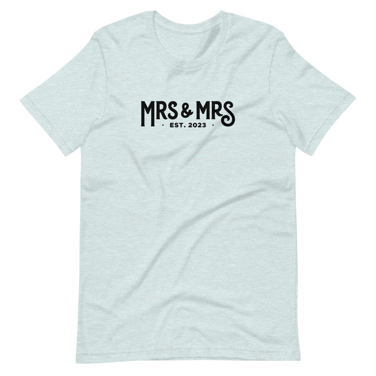 Mrs and Mrs Established 2023 Unisex t-shirt - Engagement Gift for Couples - Anniversary by Oaklynn Lane