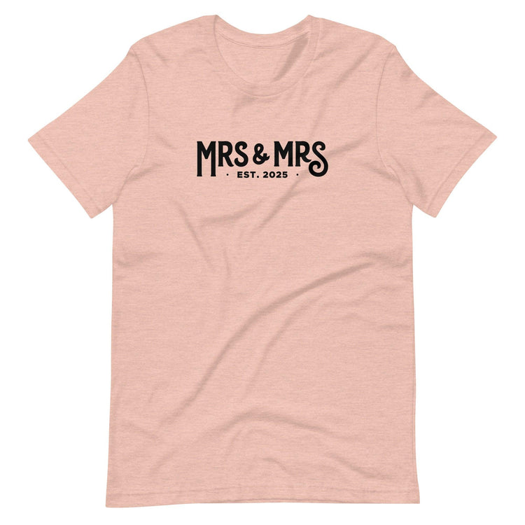 Mrs and Mrs Established 2025 Unisex t-shirt - Engagement Gift for Couple - Anniversary by Oaklynn Lane