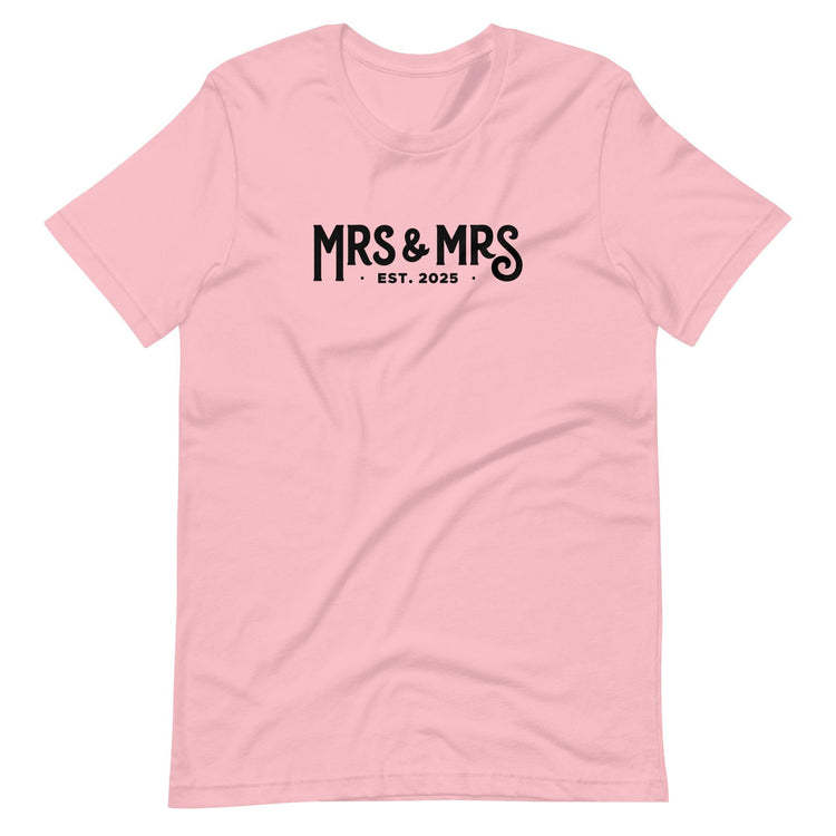 Mrs and Mrs Established 2025 Unisex t-shirt - Engagement Gift for Couple - Anniversary by Oaklynn Lane