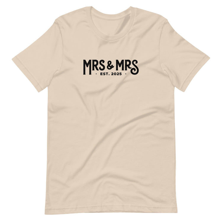 Mrs and Mrs Established 2025 Unisex t-shirt - Engagement Gift for Couple - Anniversary by Oaklynn Lane