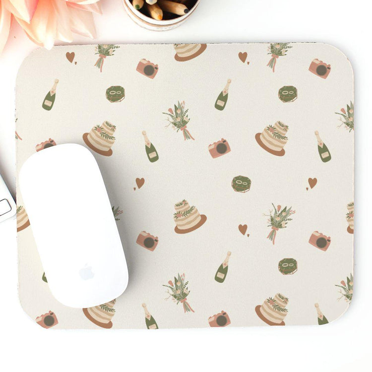 My Favorite Wedding Things Pattern Mouse Pad (Rectangle) - Wedding Venue Event Planner Office Decor by Oaklynn Lane