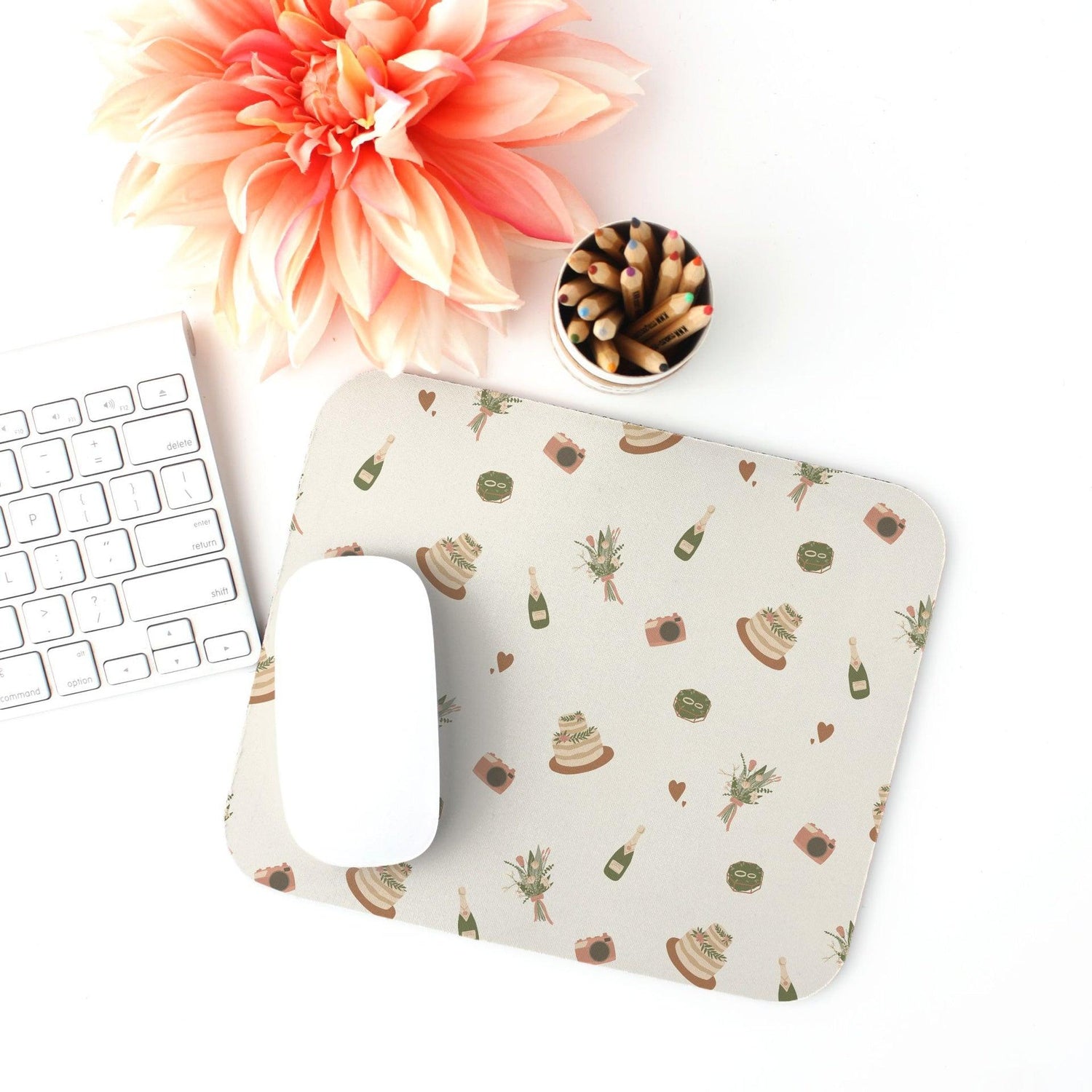 My Favorite Wedding Things Pattern Mouse Pad (Rectangle) - Wedding Venue Event Planner Office Decor by Oaklynn Lane