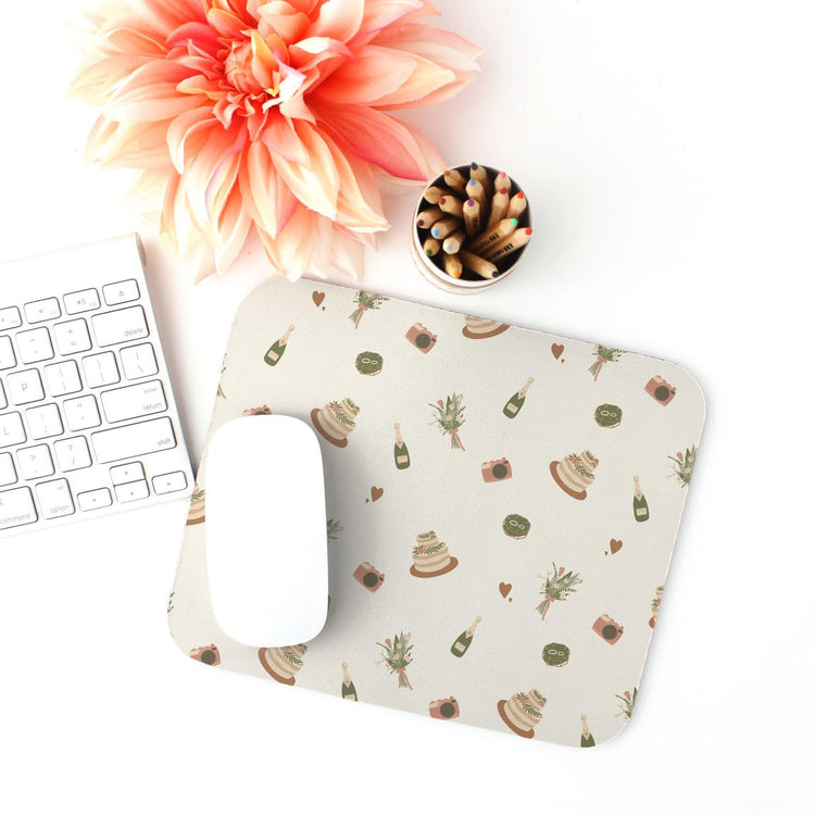 My Favorite Wedding Things Pattern Mouse Pad (Rectangle) - Wedding Venue Event Planner Office Decor by Oaklynn Lane