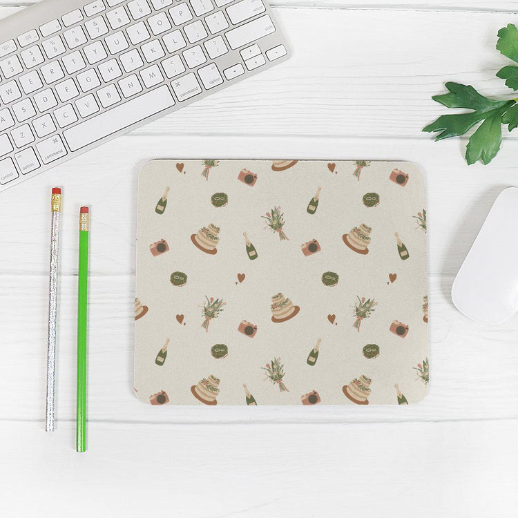 My Favorite Wedding Things Pattern Mouse Pad (Rectangle) - Wedding Venue Event Planner Office Decor by Oaklynn Lane