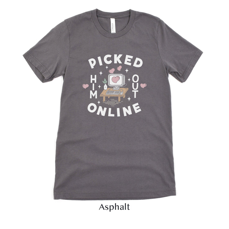 Picked Him Out Online - Funny Online Dating Wedding Short-sleeve Tshirt by Oaklynn Lane