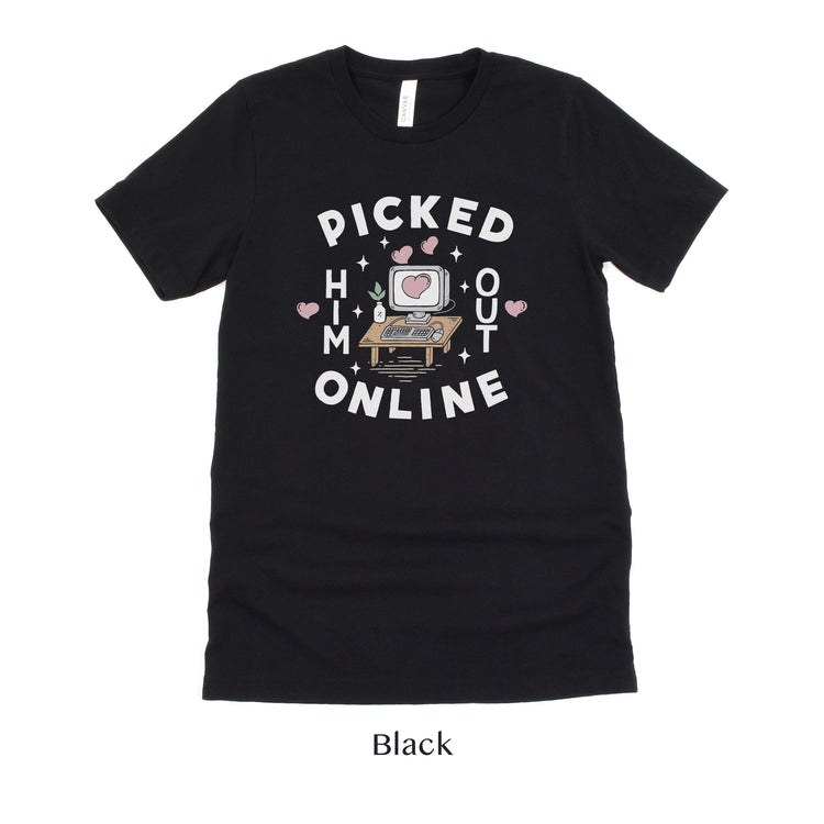 Picked Him Out Online - Funny Online Dating Wedding Short-sleeve Tshirt by Oaklynn Lane