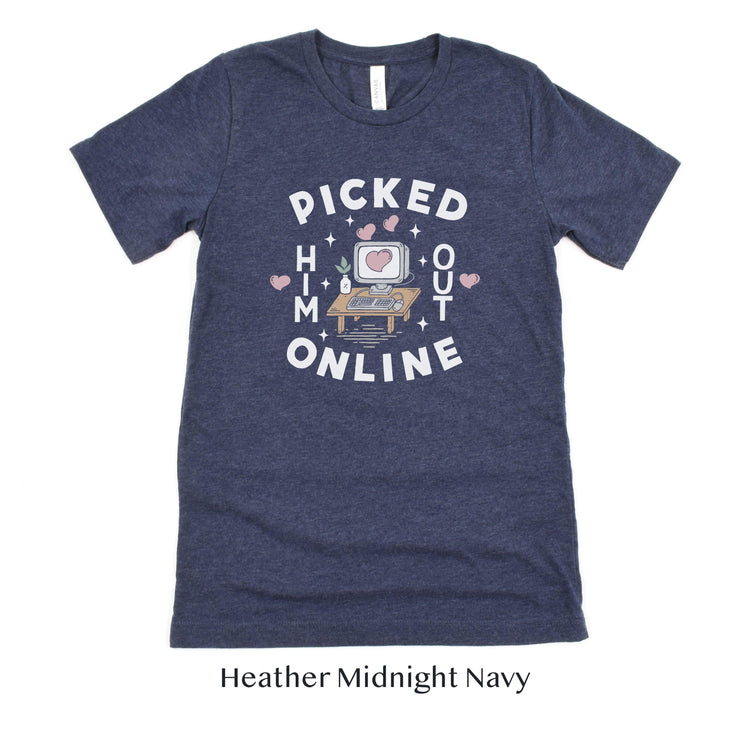 Picked Him Out Online - Funny Online Dating Wedding Short-sleeve Tshirt by Oaklynn Lane