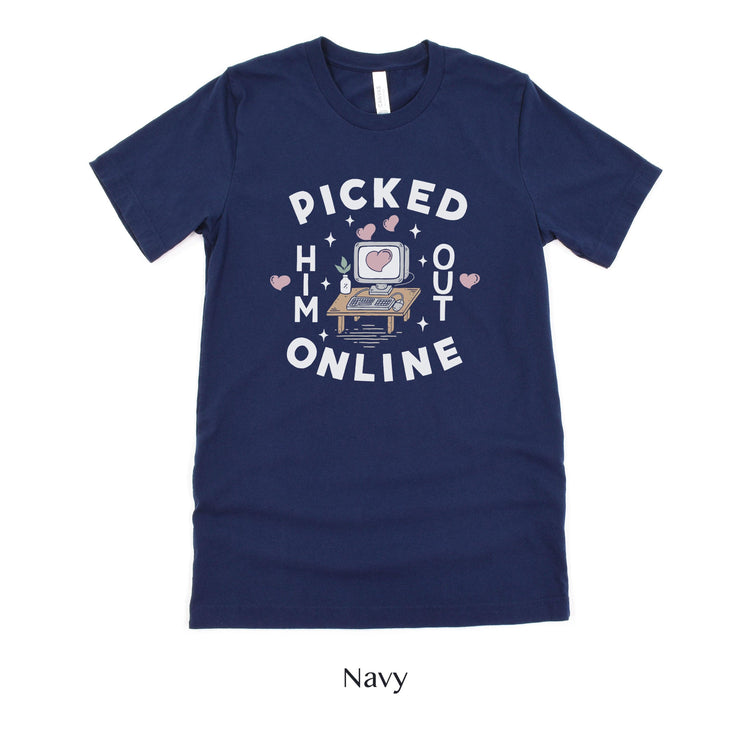 Picked Him Out Online - Funny Online Dating Wedding Short-sleeve Tshirt by Oaklynn Lane