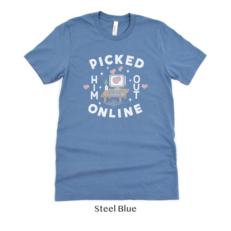 Picked Him Out Online - Funny Online Dating Wedding Short-sleeve Tshirt by Oaklynn Lane