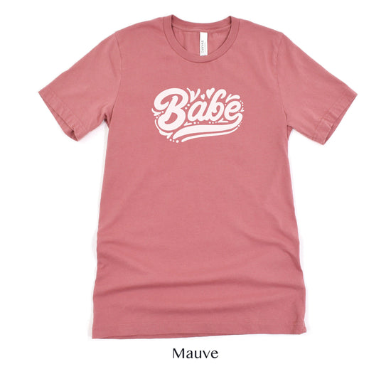 Pink Mauve BABE Bridesmaid Bachelorette Party Short-sleeve Tee by Oaklynn Lane