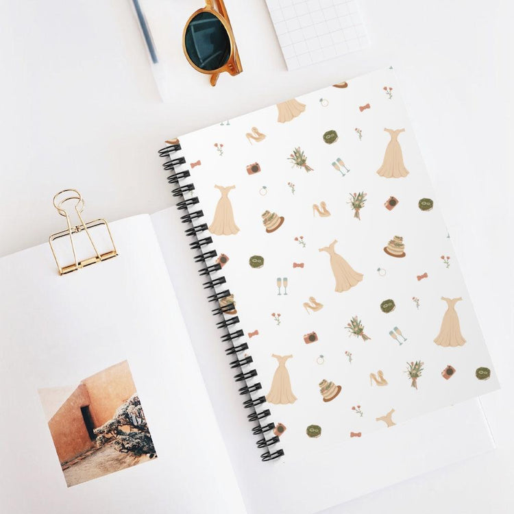 Wedding Icons 5x8 Spiral Notebook - Ruled Line by Oaklynn Lane