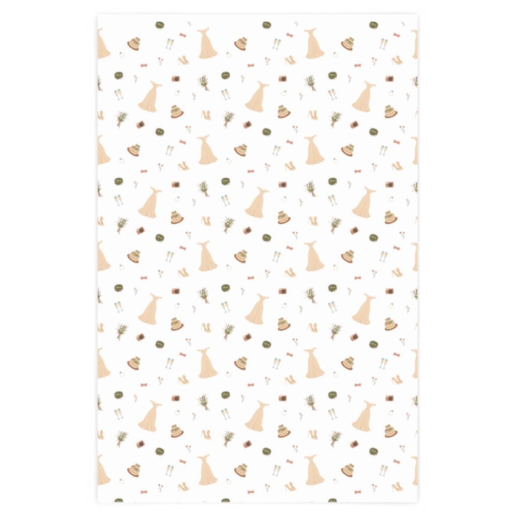 Wedding Icons - Cute Wedding Wrapping Paper by Oaklynn Lane