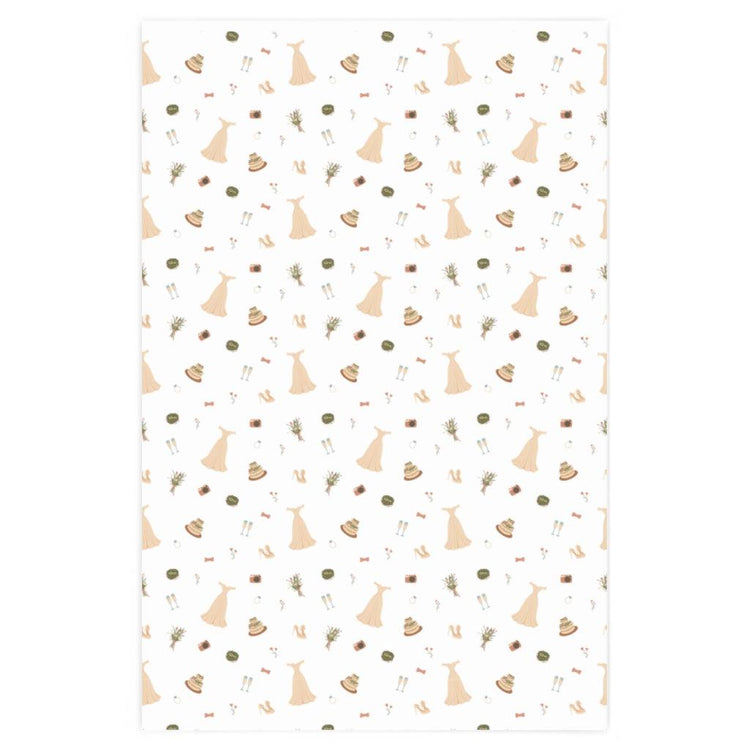 Wedding Icons - Cute Wedding Wrapping Paper by Oaklynn Lane
