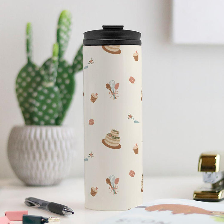 Whisked Away Cake Pattern - Gift for Cake Baker - Cute Bakery Owner Thermal Tumbler 16 oz. by Oaklynn Lane
