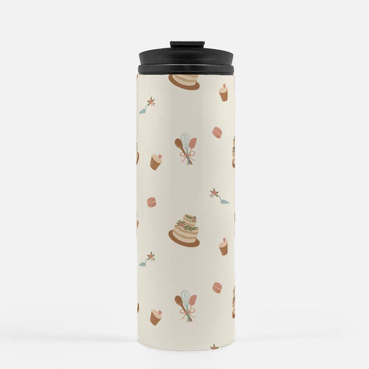 Whisked Away Cake Pattern - Gift for Cake Baker - Cute Bakery Owner Thermal Tumbler 16 oz. by Oaklynn Lane
