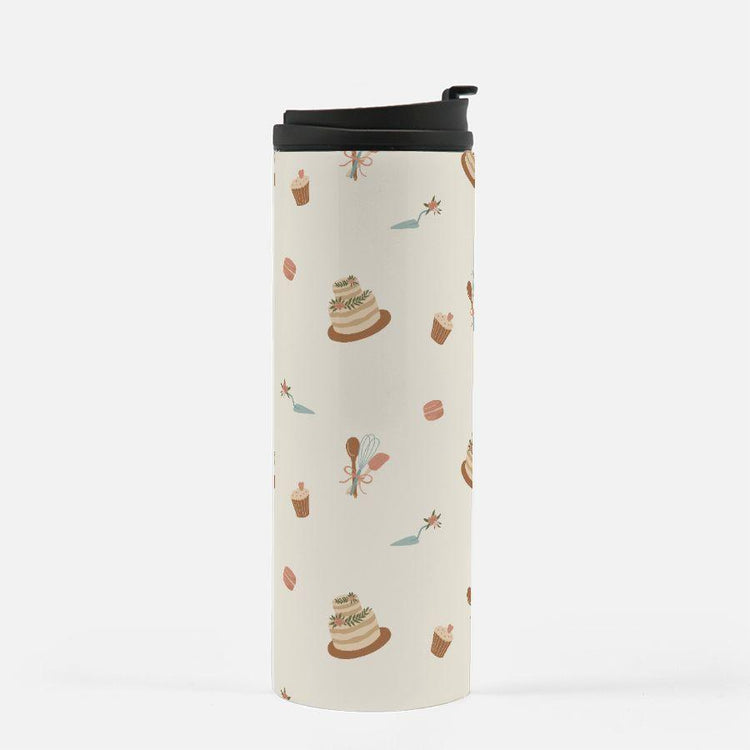 Whisked Away Cake Pattern - Gift for Cake Baker - Cute Bakery Owner Thermal Tumbler 16 oz. by Oaklynn Lane