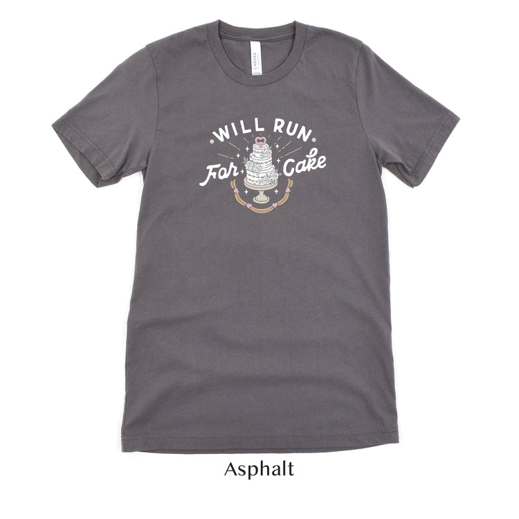 Will Run For Cake - Bride and Groom Workout Shirts - Short-sleeve tshirt by Oaklynn Lane
