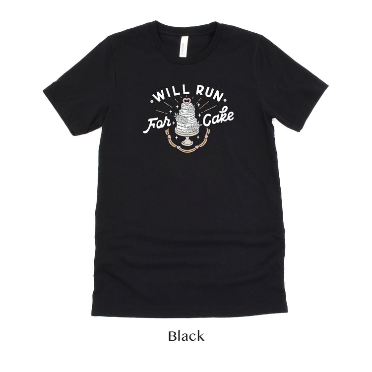 Will Run For Cake - Bride and Groom Workout Shirts - Short-sleeve tshirt by Oaklynn Lane