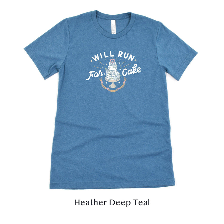 Will Run For Cake - Bride and Groom Workout Shirts - Short-sleeve tshirt by Oaklynn Lane