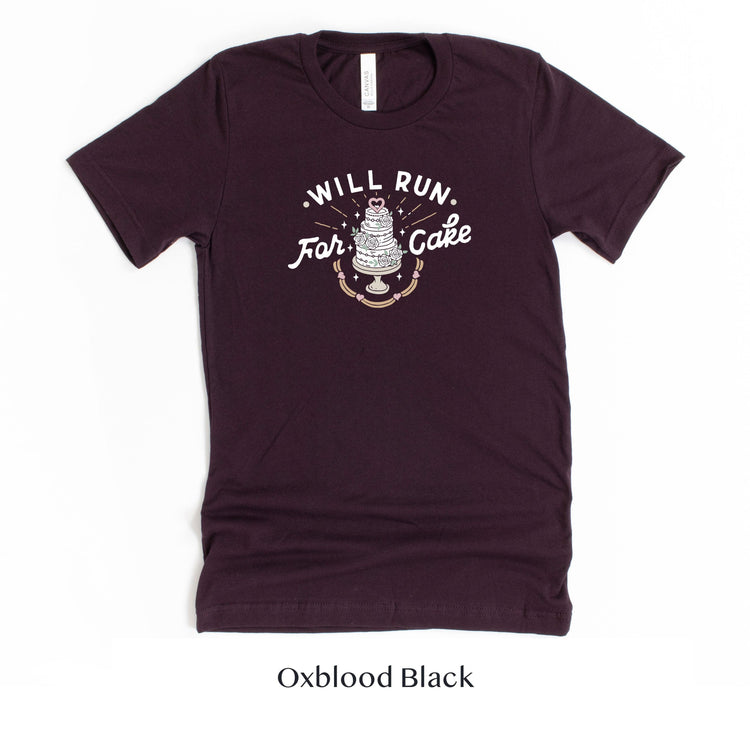 Will Run For Cake - Bride and Groom Workout Shirts - Short-sleeve tshirt by Oaklynn Lane