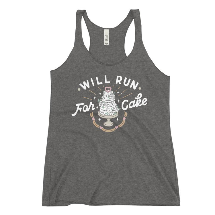 Will Run for Cake - Women's Racerback Tank - Bride Workout Tanktop - THIN LAYER TANK by Oaklynn Lane