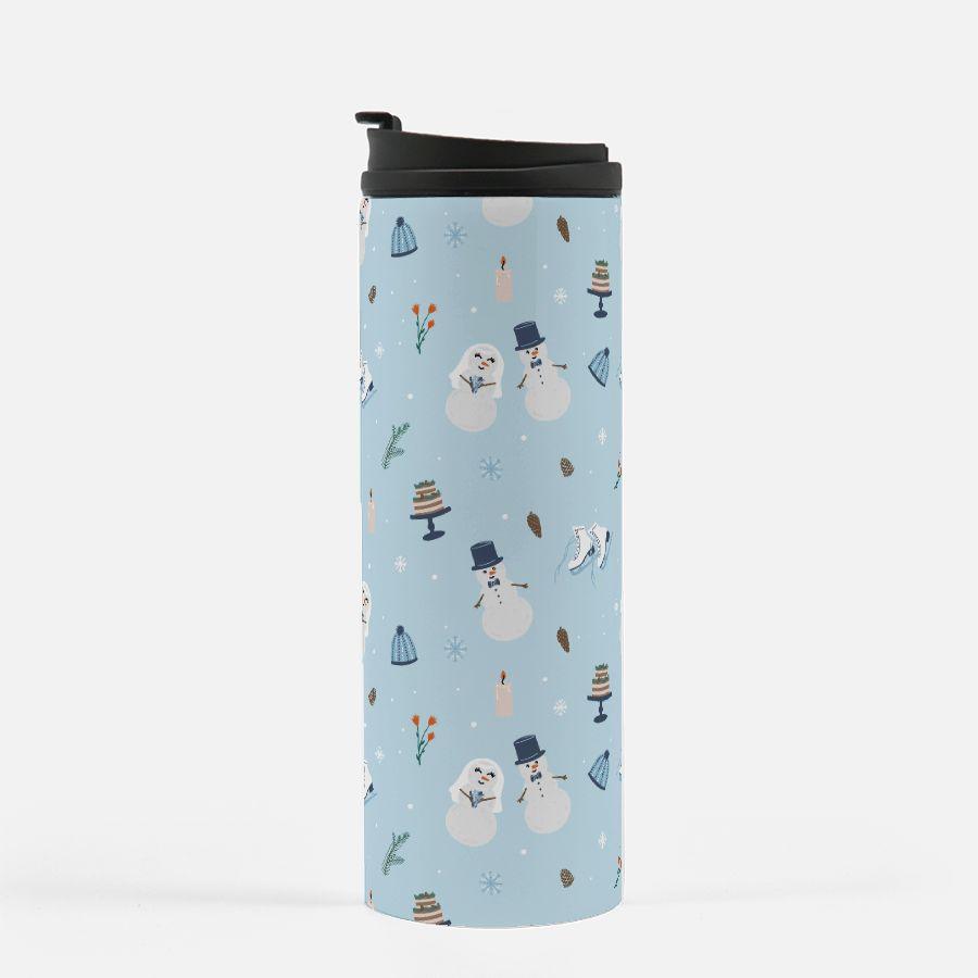 Winter Wedding - Bride and Groom Snowman Thermal Tumbler 16 oz. - Bride to Be Gift - Wedding Vendor by Oaklynn Lane