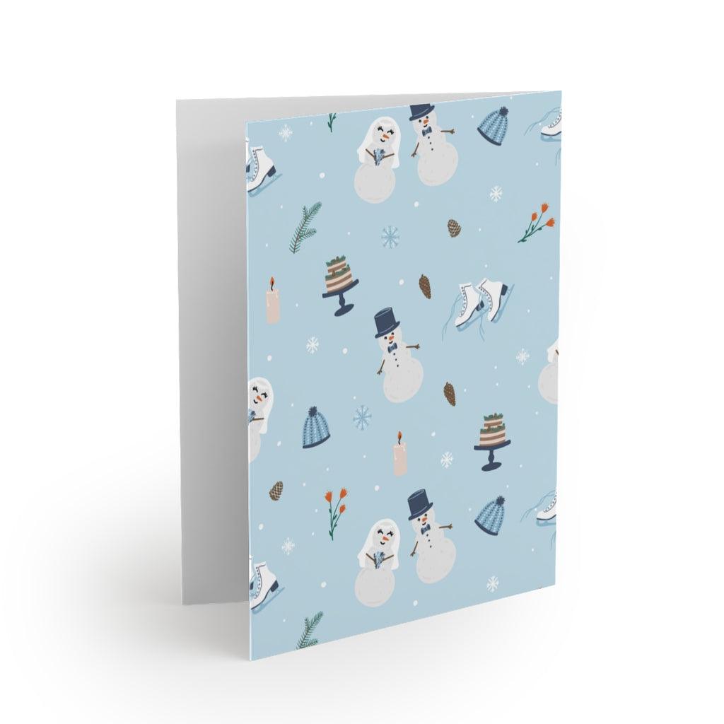 Winter Wonderland Snowman Bride and Groom Wedding Thank You, Congratulations and Greeting Note cards (8, 16, or 24 pcs) by Oaklynn Lane