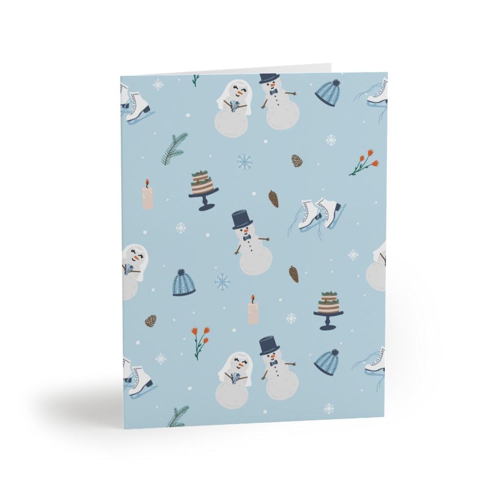 Winter Wonderland Snowman Bride and Groom Wedding Thank You, Congratulations and Greeting Note cards (8, 16, or 24 pcs) by Oaklynn Lane