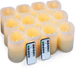 Hausware Flameless Candles Battery Operated Candles Set of 12 (D: 3" x H: 4") Real Wax Pillar Flickering Candles LED Flameless Candles with Remote and Timer Control (Ivory Color)