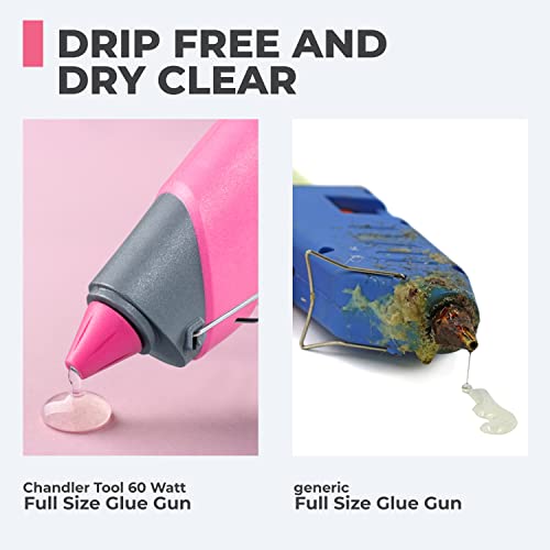 Full Size Hot Glue Gun for Construction, DIY & Crafts, Chandler Tool 60W High Temp Large Glue Gun with Stand-Up base & 12 Glue Sticks, Perfect for Home Repair, Arts & Crafts, Pink