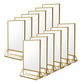 NIUBEE 12Pack 4 x 6 Clear Acrylic Wedding Table Number Holder Stands with Gold Borders, Double Sided Gold Picture Frames Sign Holder for Restaurant Table Menu Recipe Cards Photo Display