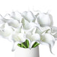DuHouse 20Pcs Artificial Calla Lily Flower Real Touch Latex Flowers for DIY Wedding Bouquet Party Home Decor (Pure White)