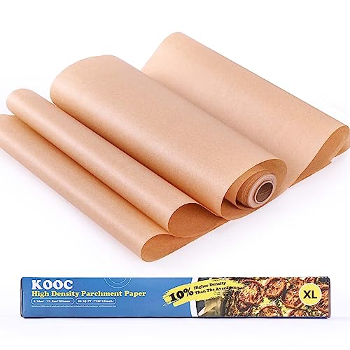 KOOC Premium 72-Feet Parchment Paper Roll - 15-Inch Width, Non-Stick, Unbleached Baking Paper - Ideal for Baking, Cooking, and Food Preparation - 90 Square Feet Coverage - Compostable, High Density