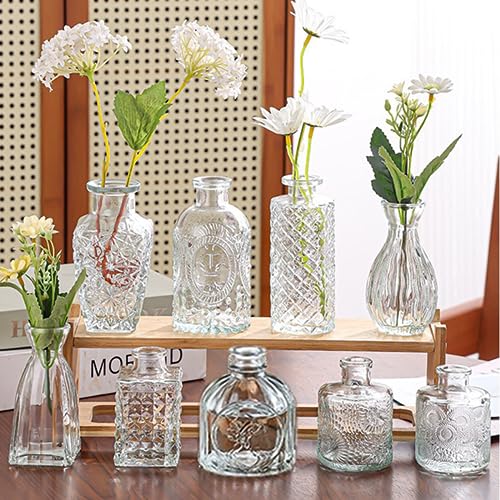 Brajttt Glass Bud Vase Set of 32 pcs,Vase for Flowers,Small Vases for Centerpieces,Clear Vases in Bulk, Vintage Glass Bottles for Rustic Wedding Home Table Decorations …