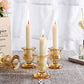 Letine Gold Candlestick Holders Set of 12-2.5" H Taper Candle Holders Bulk -Gold Glass Candle Holder for Rustic Wedding Centerpieces, Party Supplies