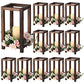 12 Pcs Integrated Wedding Lantern Centerpiece Rustic Wooden Candle Holders Modern Farmhouse Lantern Decor for Wedding Engagement Country Party Home Table Decoration (Wood Color)