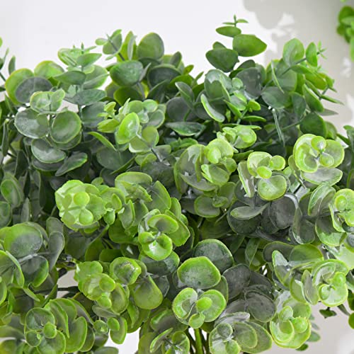 FuleHouzz 12pcs Artificial Eucalyptus Greenery Stems 16" Tall Fake Eucalyptus Leaves Branches for Wedding Bouquet Wreath Decor, Grey Green