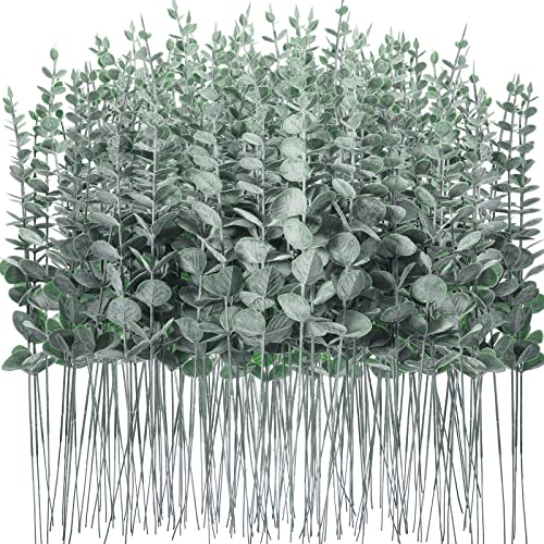 Canlierr 200 Pieces Eucalyptus Stems Faux Greenery Artificial Leaves Decor Branches for Wedding Centerpiece Flowers Bouquet Farmhouse Home Decoration
