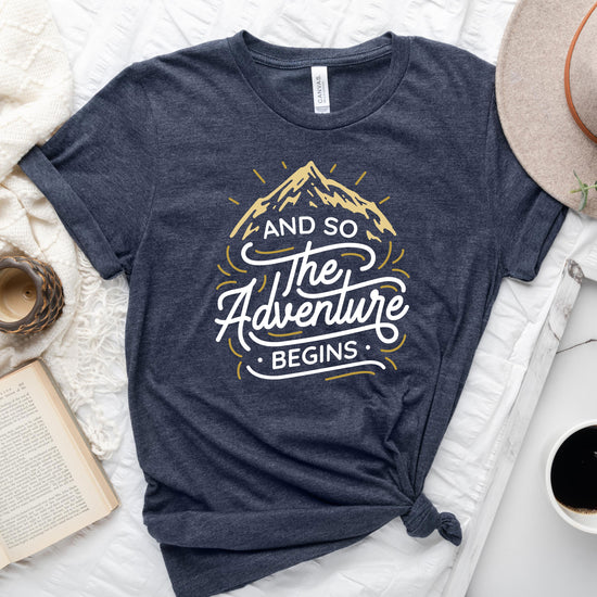 Climb Mountains Together - And so, the Adventure Begins - Couples Engagement Unisex t-shirt