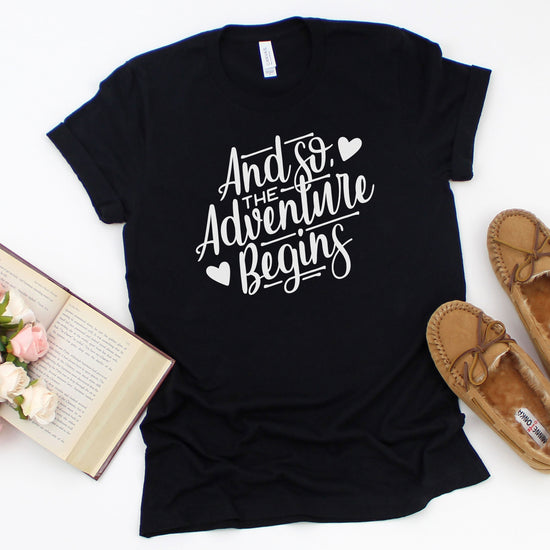 The Adventure Begins - Engagement Shirt - Wedding Couple Unisex t-shirt