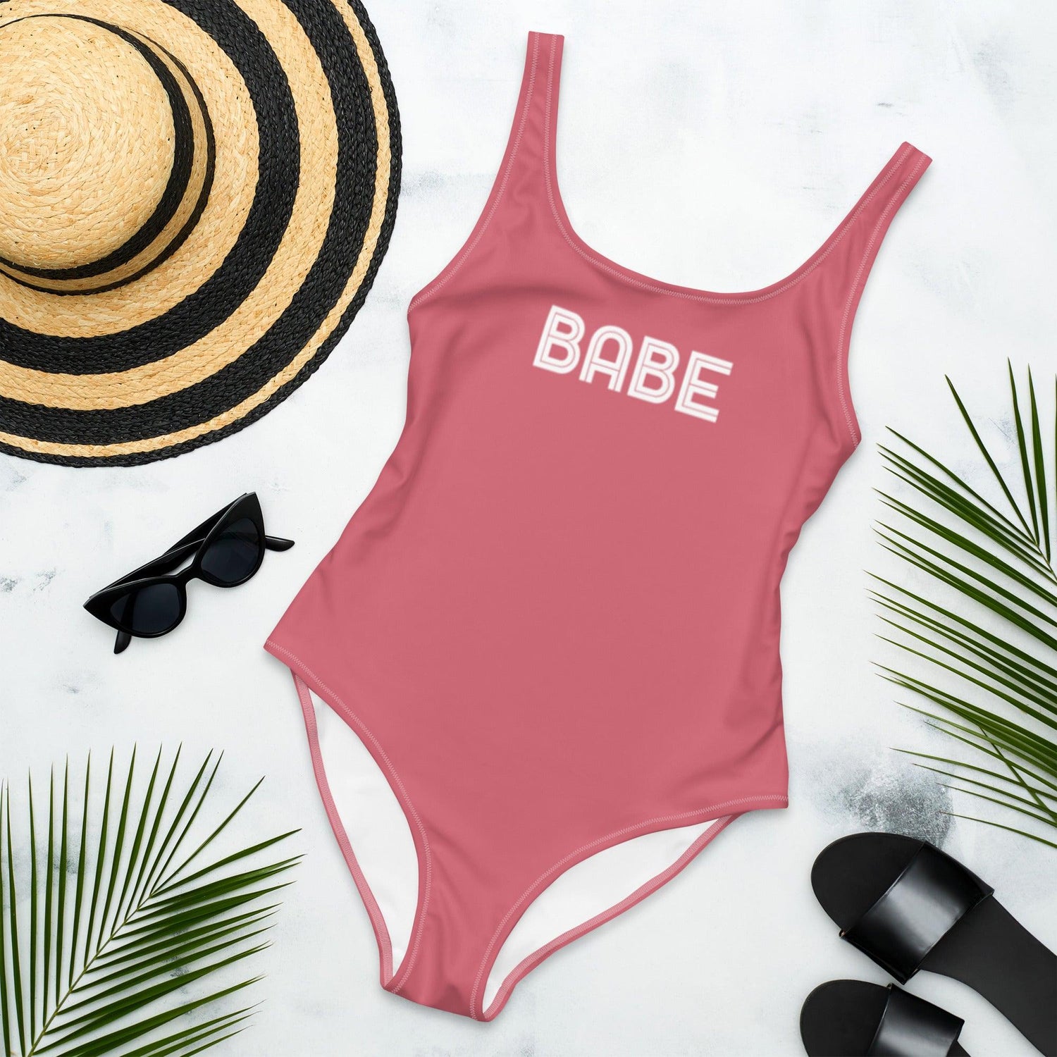 Babe Bachelorette Party One-Piece Swimsuit - Dusty Rose by Oaklynn Lane