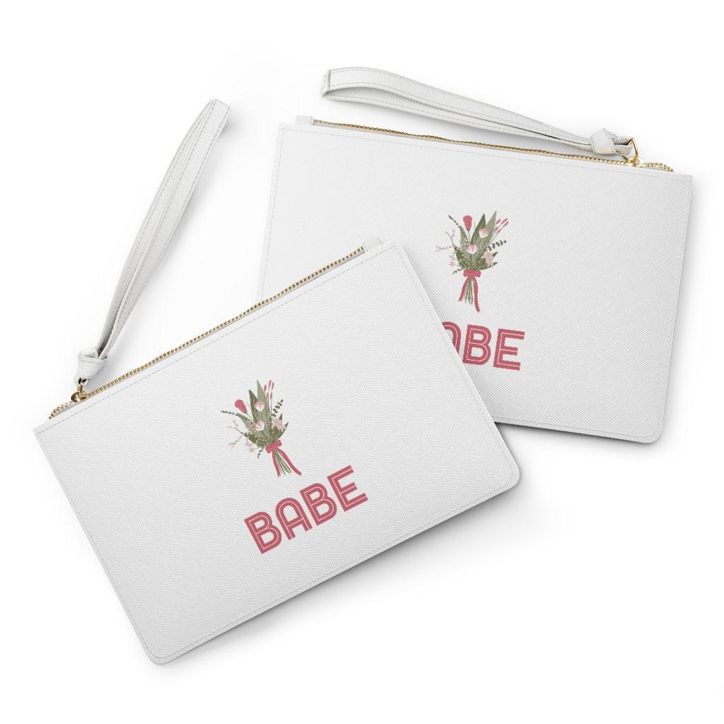 Babe - Bridesmaid Gift Clutch Bag by Oaklynn Lane - Image showing both sides