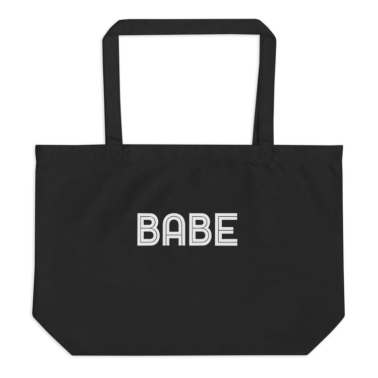 Babe Bridesmaid Large organic tote bag by Oaklynn Lane - black tote bag with white babe writing